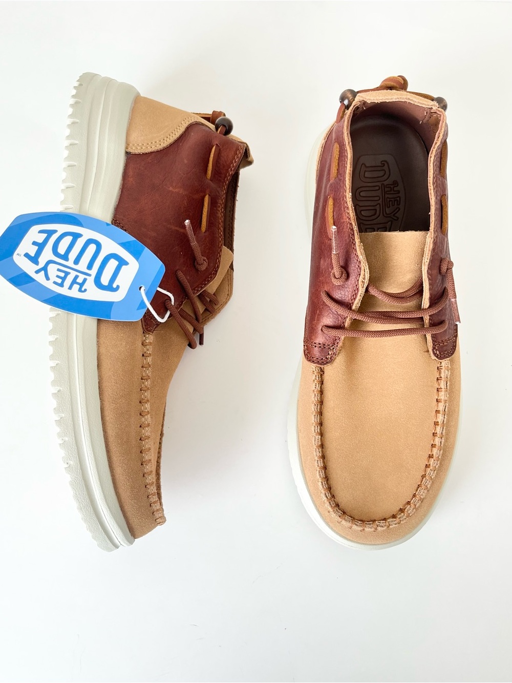 Hey Dude Jackson suede leather moccasin loafers chestnut NEW 10